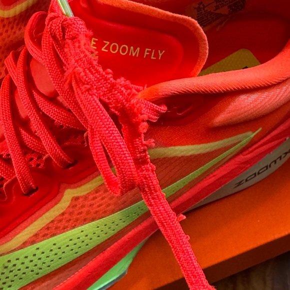 Nike Women’s Zoom Fly 6 Bright Orange and Neon Yellow/Green Shoes - Picture 11 of 16